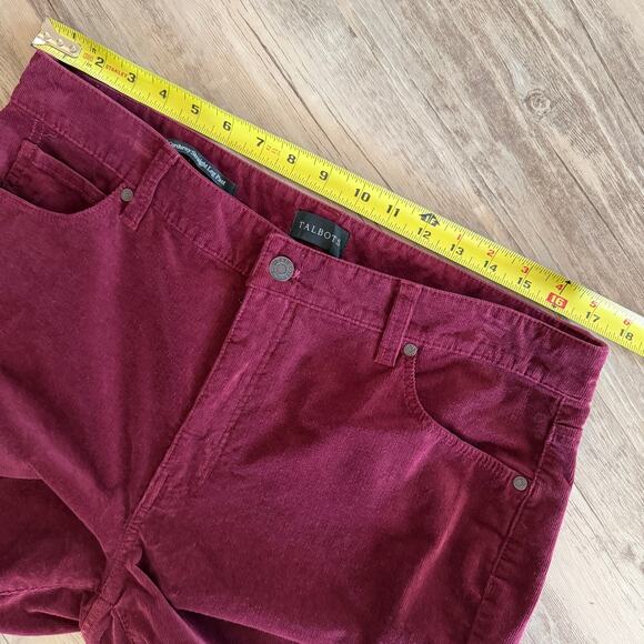 Talbots Women’s Corduroy Straight Leg Pants Red Size 14P High Rise Stretch - Picture 5 of 9